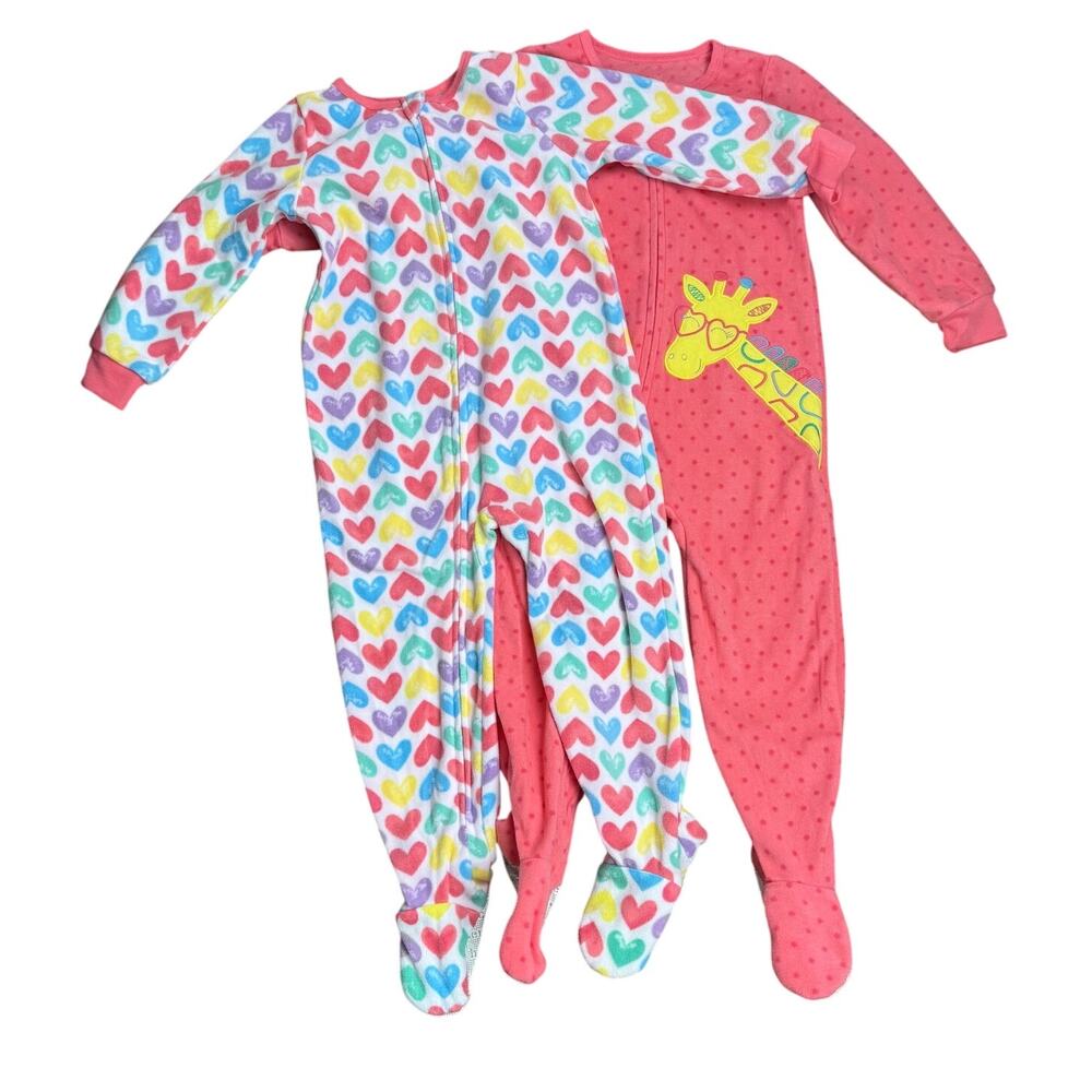 NWOT Kids Headquarters Long Sleeve Heart Multi 2-Piece Footed Bodysuit Set 3T
